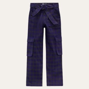 🌷 Zara Plaid Flannel Navy Blue Cargo Pants